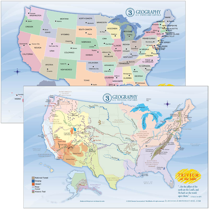 Trivium at the Table Placemats: Cycle 3 Geography - Set of 2 Maps