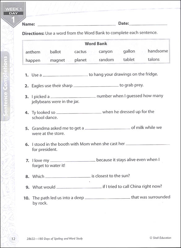 180 Days Of Spelling And Word Study 4th Grade - Study Poster