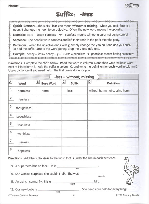 building words using base words prefixes suffixes grade 3