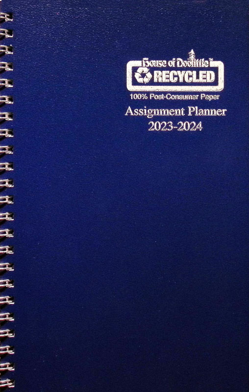 Student Assignment Planner Blue Leatherette August 2022 - August 2023