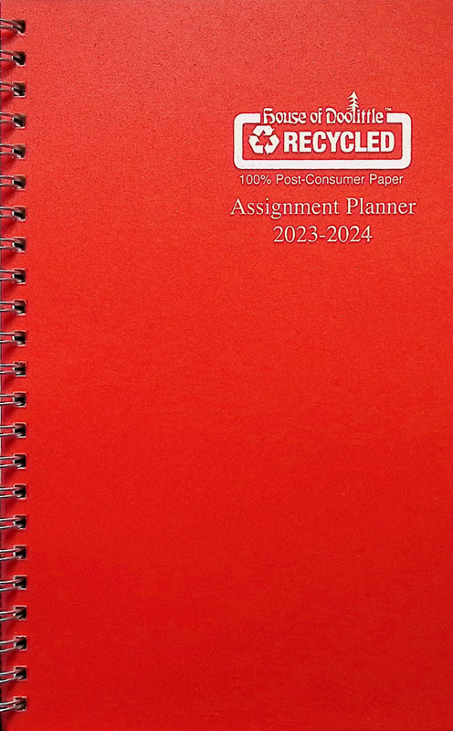 Student Assignment Planner Red Vinyl August 2022 - August 2023