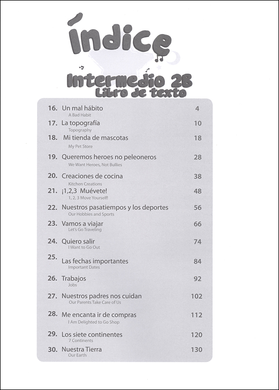 Spanish Intermediate 2B Textbook Sing2Learn