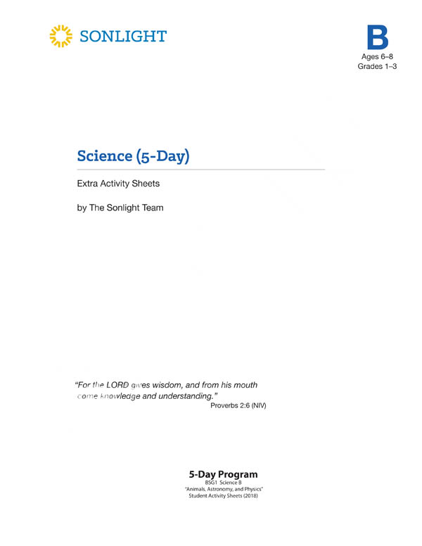 Sonlight Science Level B 5-Day Extra Activity Sheets (2018) | Sonlight