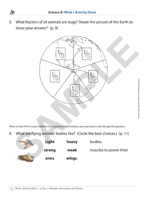 Sonlight Science Level B 5-Day Extra Activity Sheets (2018) | Sonlight