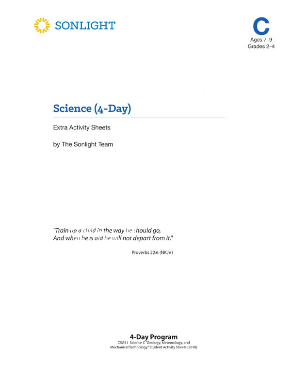 Sonlight Science Level C 4-Day Extra Activity Sheets (2018)