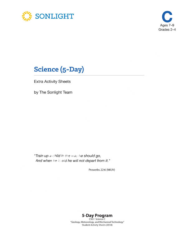 Sonlight Science Level C 5-Day Extra Activity Sheets (2018)