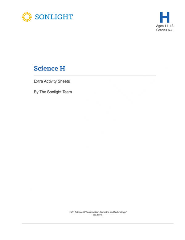 Sonlight Science Level H 4-Day Extra Activity Sheets (2018)