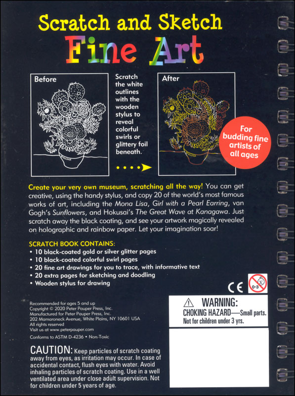 Fine Art TraceAlong Scratch and Sketch Activity Book Peter Pauper