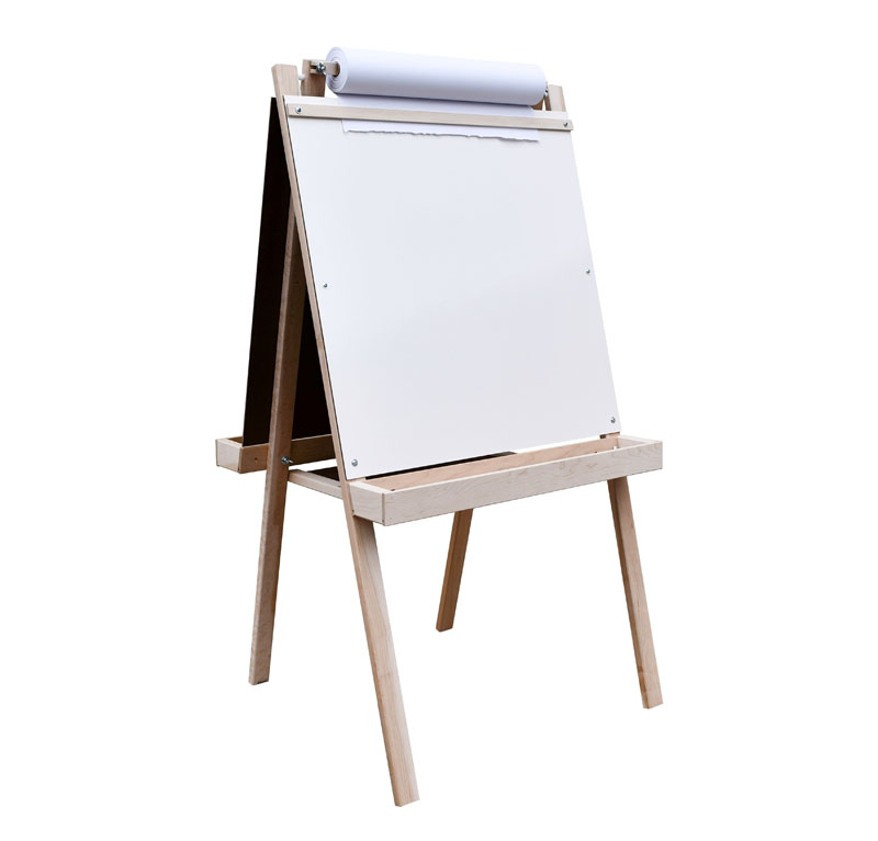Deluxe Child's Easel: Magnetboard/Chalkboard with Wood Trays 48"