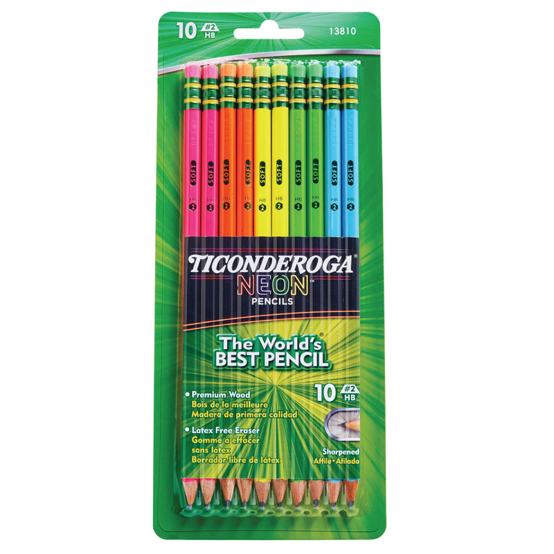 Dixon Ticonderoga Assorted Neon Colors #2 Presharpened 10 count