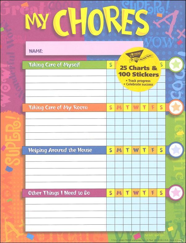 My Chores 25 Chart Pack with Stickers - Praise Words | Trend Enterprises