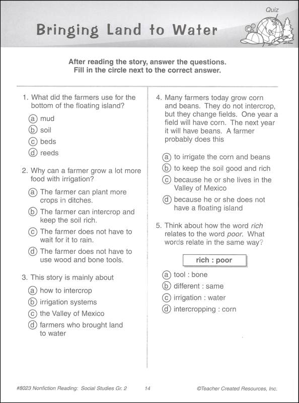 Nonfiction Readng CompSocial Studies Grade 23 Teacher Created