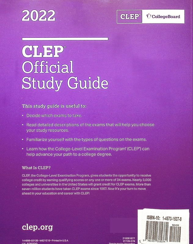 CLEP Official Study Guide 2021 College Board 9781457315220