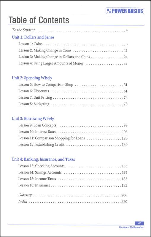 Power Basics Consumer Math Student Text (2006 Edition) Walch