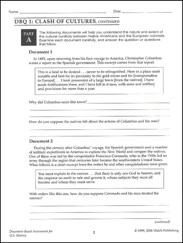 Document-based Assessment For U.s. History Grades 9-12 