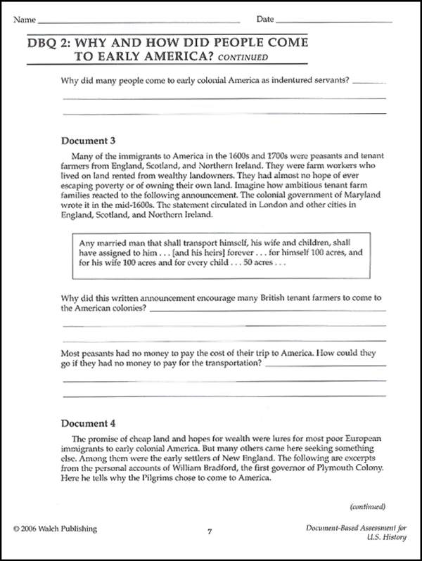 Document-Based Assessment for U.S. History Grades 6-8 | Walch ...