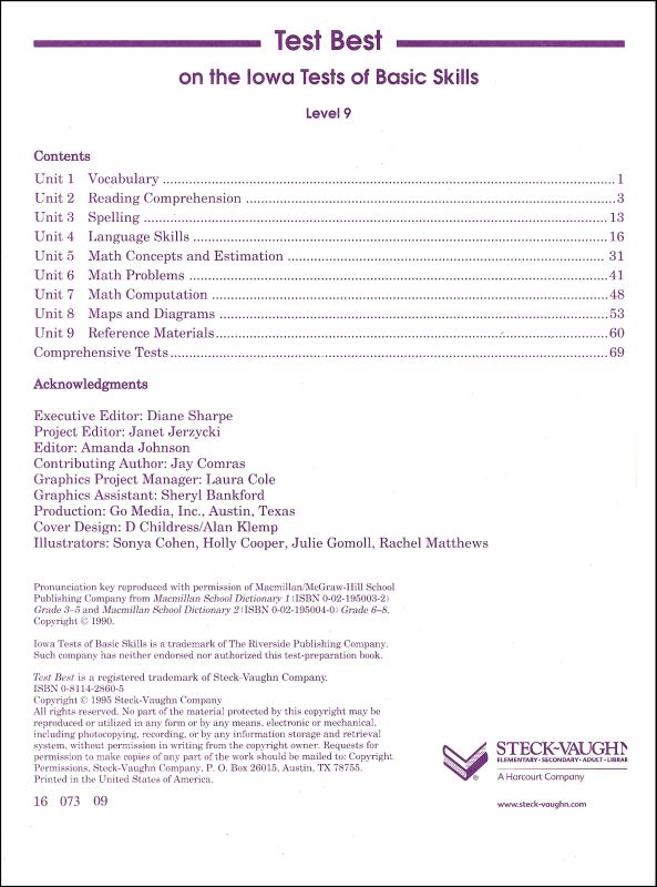 Iowa Test Of Basic Skills Practice Worksheets