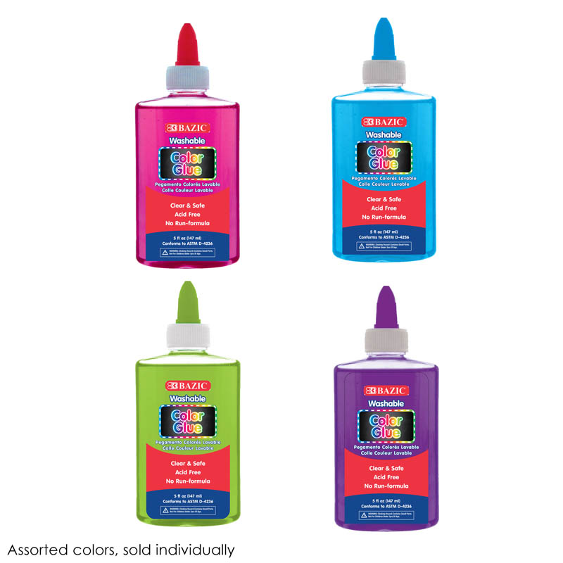 Washable Clear Color School Glue 5 oz. (assorted color)