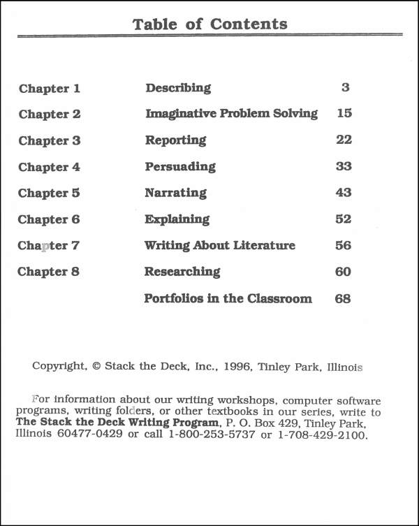 Check the Deck Teacher Guide Stack the Deck Writing Program
