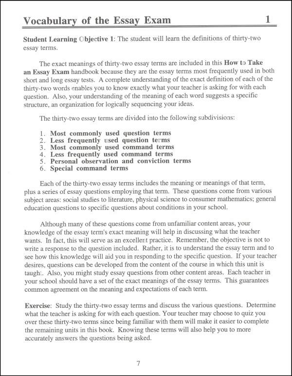 Exam essay examples picture