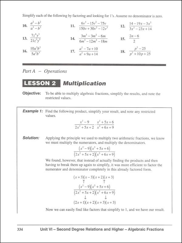 Algebra Module E WorkText | VideoText Interactive | 9781887891547