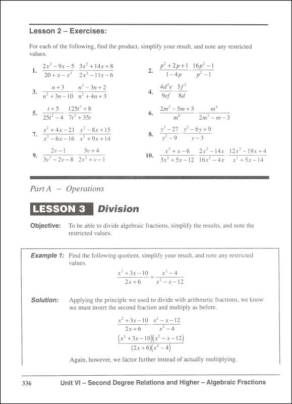 Algebra Module E WorkText | VideoText Interactive | 9781887891547