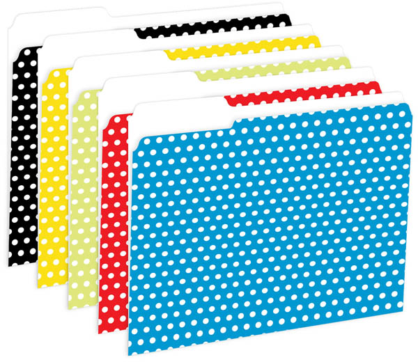 File Folders, Reversible, Polka Dot Assortment (package of 12) Top Notch Teacher Products