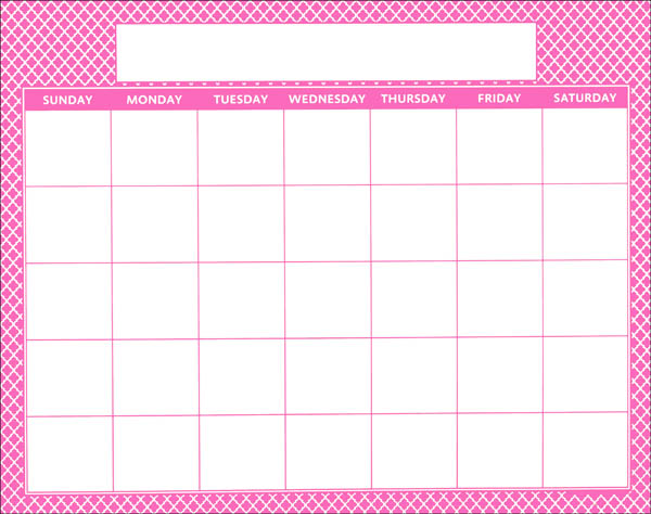 Magnetic Calendar Moroccan Pink - Write-N-Wipe (22" x 28")