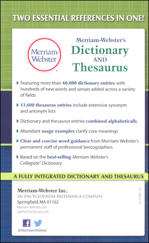 Merriam Webster S Dictionary Thesaurus Merriam Webster 9780877798637