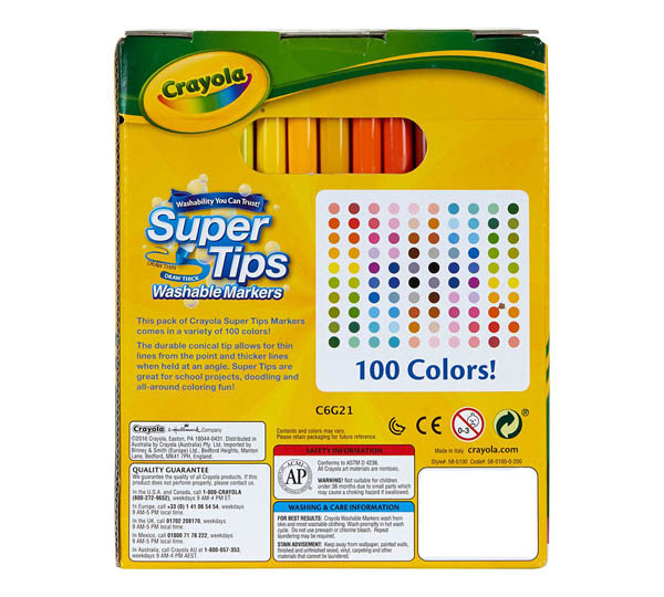 Crayola Super Tips Washable Markers 100 Count Crayola