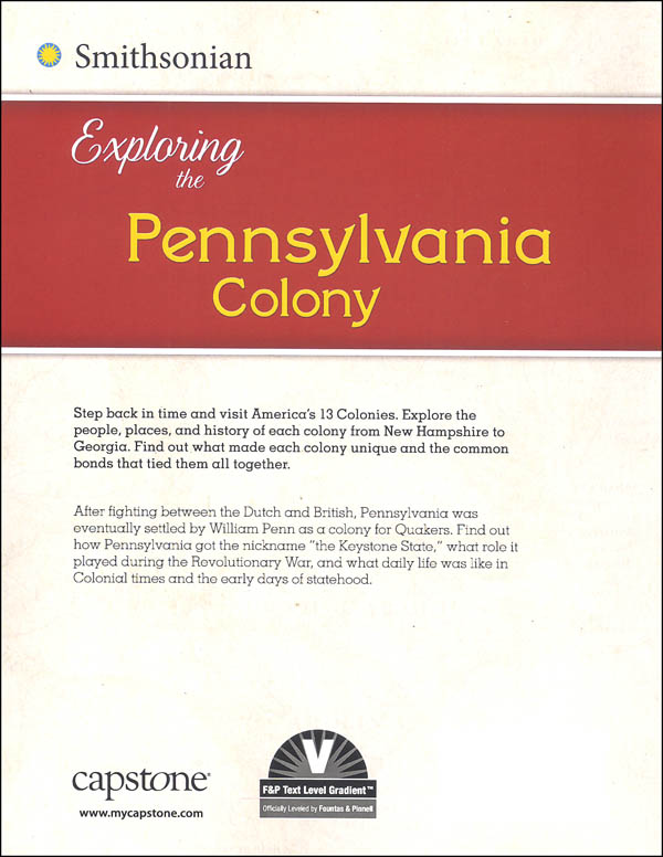Exploring the Pennsylvania Colony (Exploring the 13 Colonies) Capstone Press 9781515722458