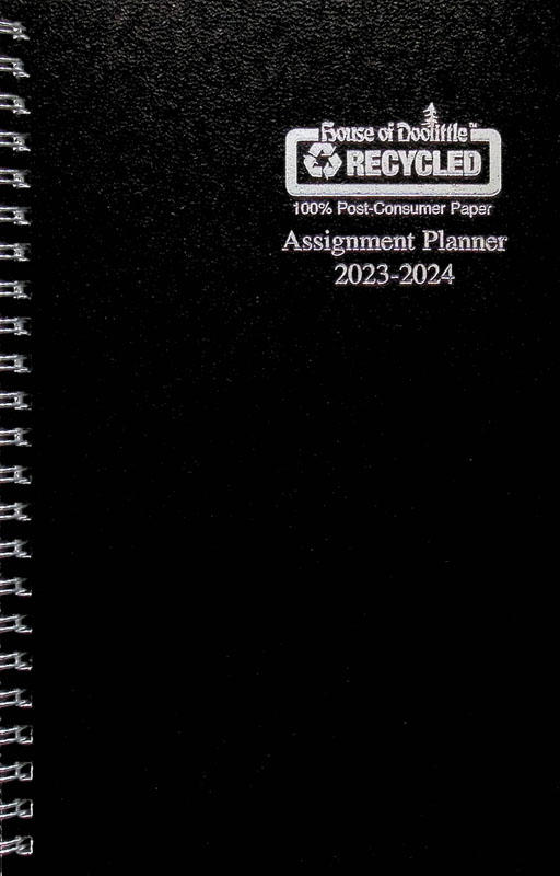Student Assignment Planner Black Leatherette August 2022 - August 2023