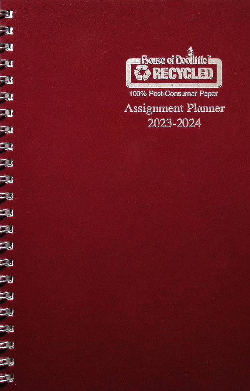 Student Assignment Planner Burgundy Leatherette August 2022 - August 2023