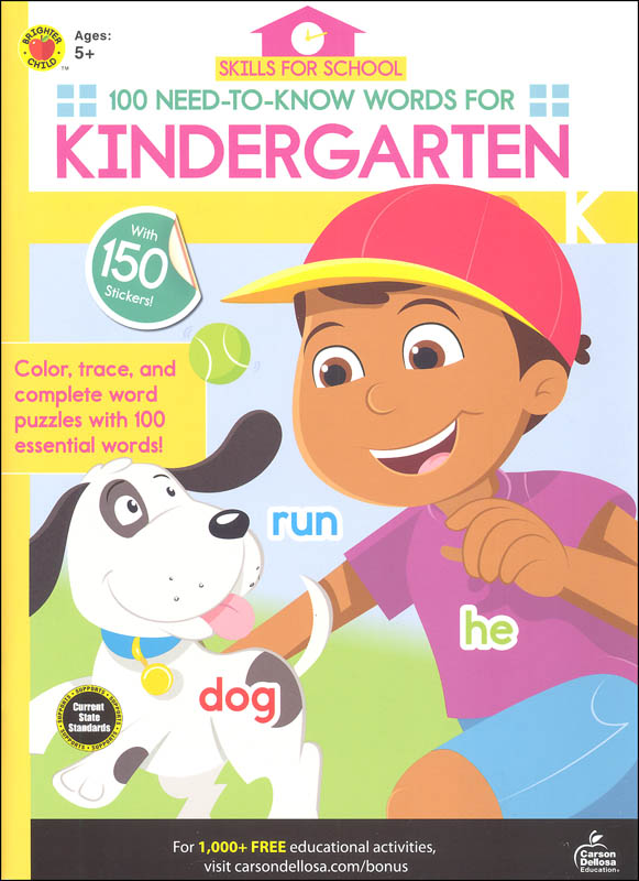 100 Need-to-Know Words for Kindergarten (Skills for School) | Brighter