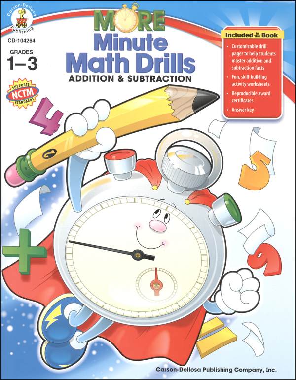 more minute math drills addition subtraction carson dellosa 9781604180350