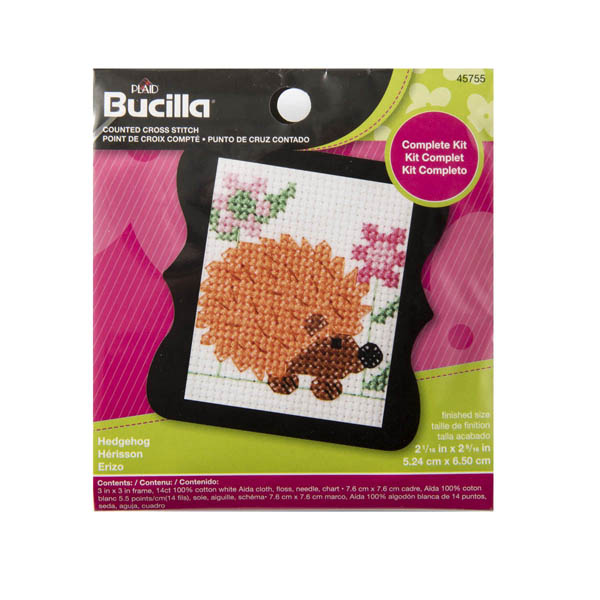 Beginner Mini Stitchery Kit Hedgehog Bucilla