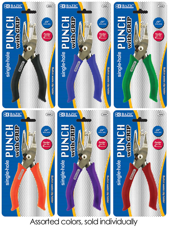 Hole Punch - Premium Single-Hole Paper Punch with Cushion Grip