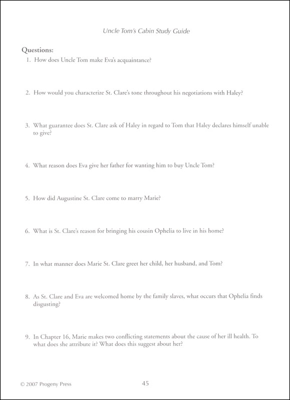 uncle tom's cabin worksheet pdf