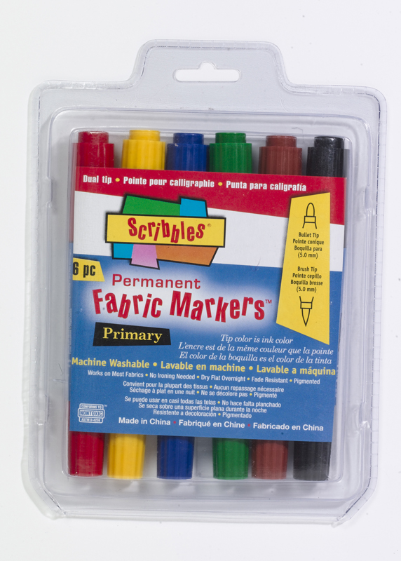 Scribbles Dual Tip Fabric Mrkrs-Primary (6pk)