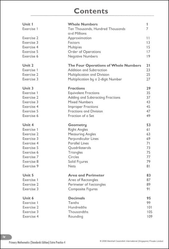 Extra Practice for Primary Math 4 Standards Edition | Marshall