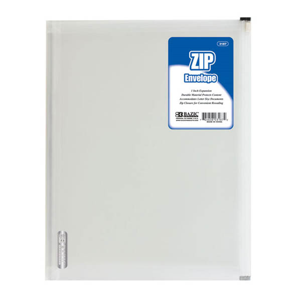 Zip Envelope Letter Size (clear) Bazic Products