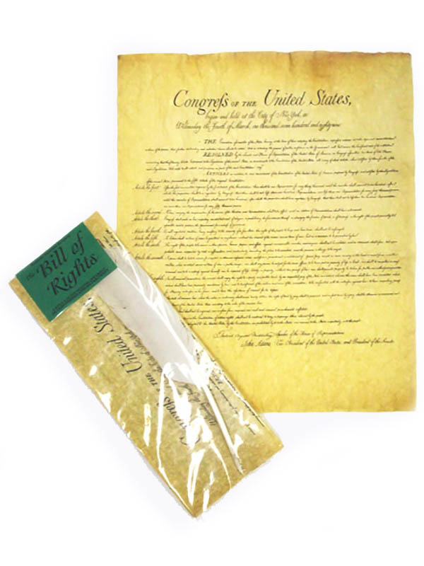 Bill of Rights Document and Quill Set