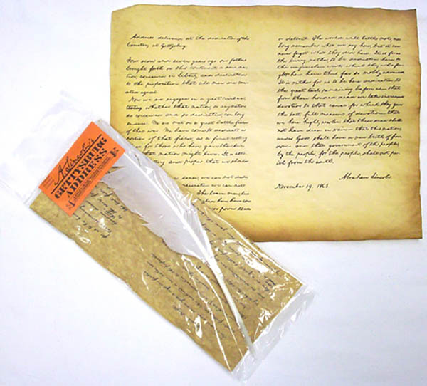 Gettysburg Address Document and Quill Set Americana Souvenirs & Gifts