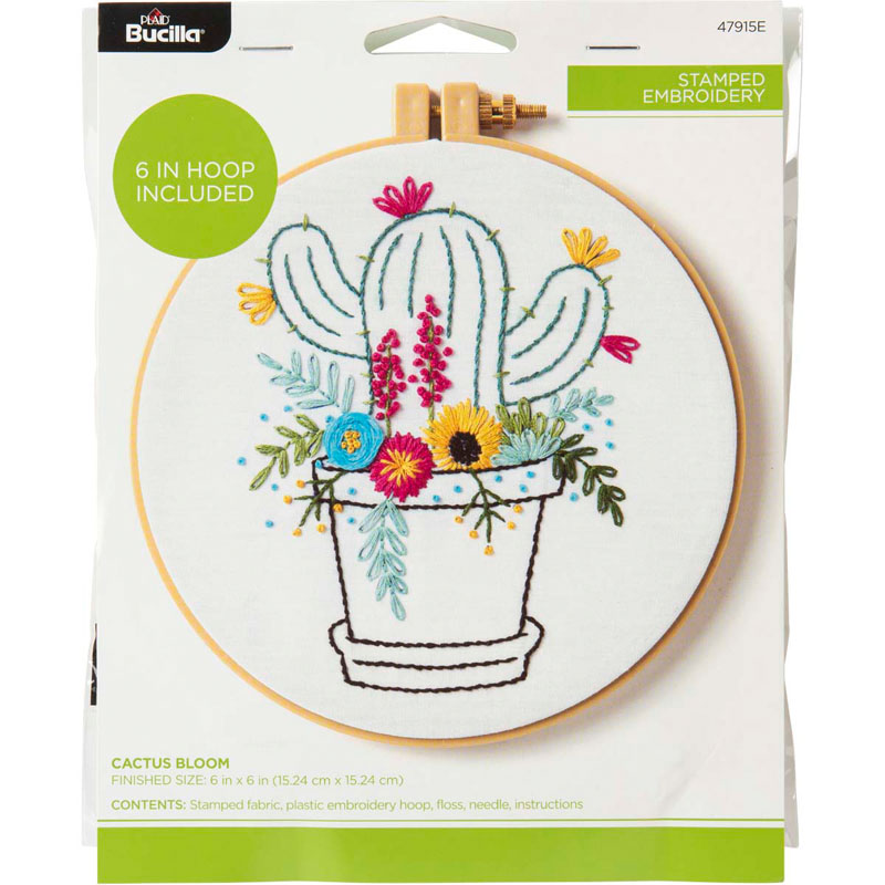 Cactus Bloom Stamped Embroidery Kit (6 Inch Hoop)