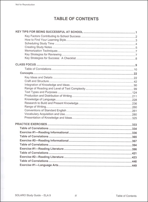 Common Core English Language Arts Grade 9 (SOLARO Study Guide) Castle