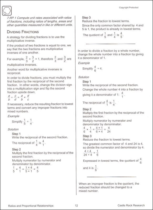 Common Core Mathematics Grade 7 (SOLARO Study Guide) | Castle Rock
