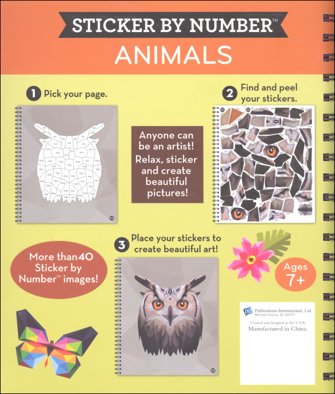 Sticker by Number Animals (Brain Games) 156 pages Publications