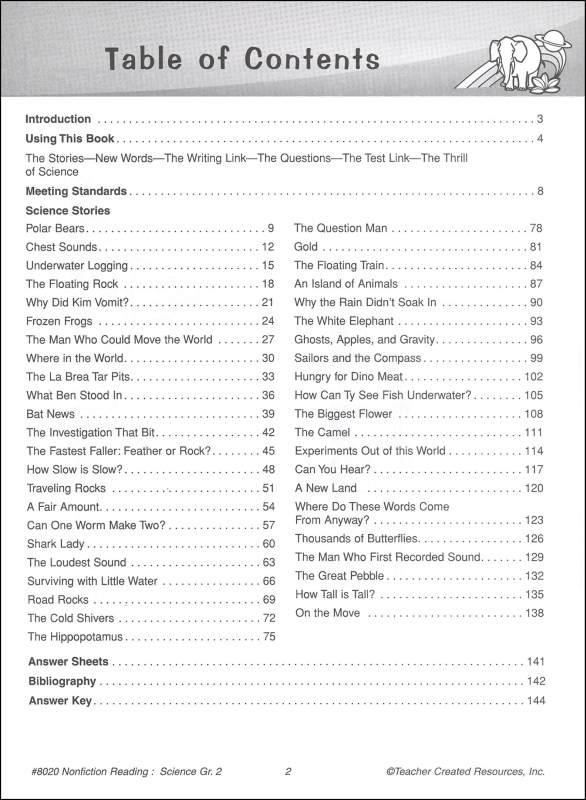 Nonfiction Reading Comprehension - Science Grade 2 | Teacher Created ...