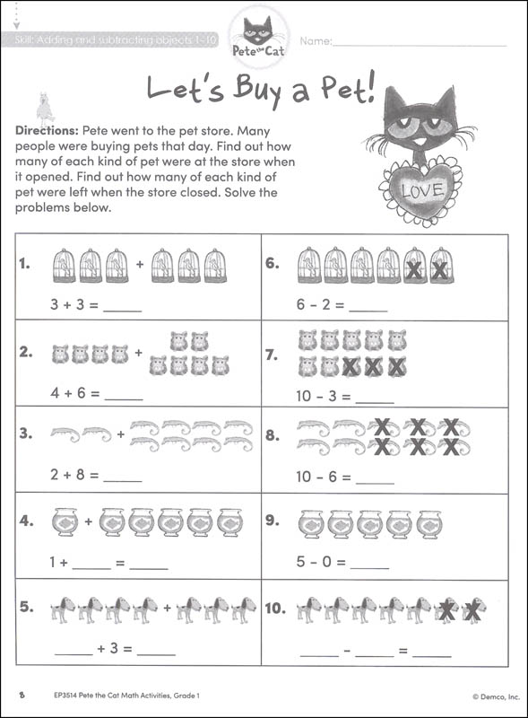 Pete the Cat Math Workbook Grade 1 Edupress 9781564723871