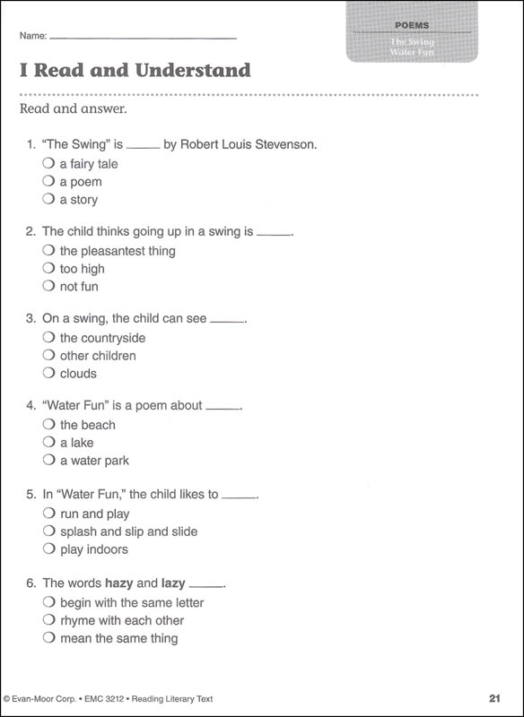 Reading Literary Text - Grade 2 Teacher (Common Core Lessons) | Evan